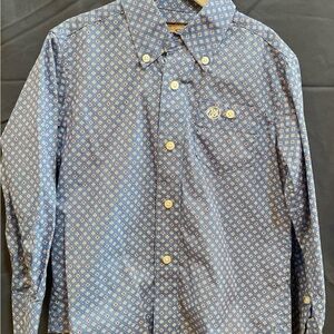 Wrangler Blue Geometric Button Down Shirt